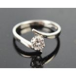 A platinum and diamond solitaire size K½ approximately 0.5ct diamond, 3.8g.