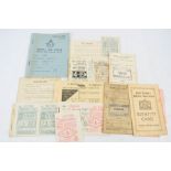 A group of military ration books, Motor Fuel, RAF, National Registration book, RAF Service and