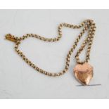 A 9ct gold pendant necklace, the heart form pendant engraved with decoration, 10.3g.