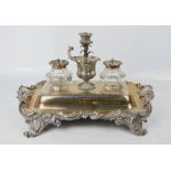 A fine William VI, William Ker Reid solid silver inkstand, London 1837, the centre piece having a