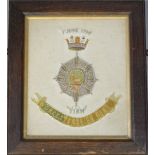 A Worcestershire Regiment embroidery, with date to the top, 1794, 25 by 21cm.