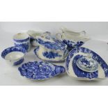 A group of Ironstone blue and white pottery and other examples, to include Blakeney Staffordshire,