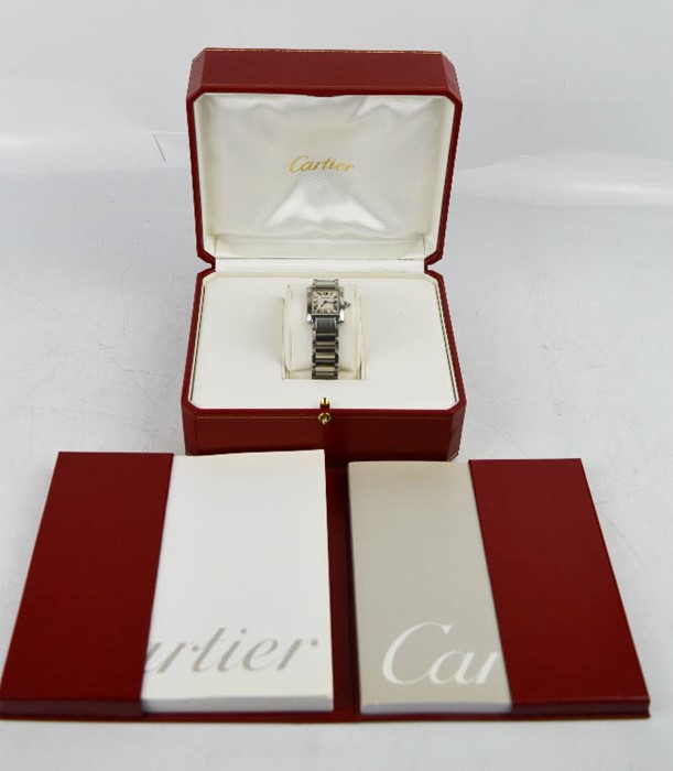 A Cartier ladies wristwatch no 37473500, with stainless steel strap, Roman Numeral dial, with