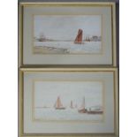 A pair of watercolours, initialled F.E.C, 1918, depicting sailing boats, 12 by 16cm.