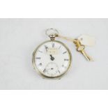 A silver 19th century Lever pocket watch, Chester 1873, white enamel face with inset seconds dial,