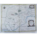 An 18th century map of Rutland, hand tinted, 33 by 40cm.