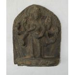 An Indian stone relief carved Bodhisattva,16cm high