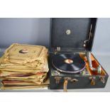 A Gramophone and quantity of 78 records.