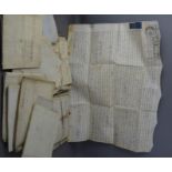 A quantity of late 18th century to late 19th century parchment indentures and documents.