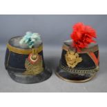 Two French Mexican war hats, 1879, with front plumes.