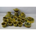 A group of vintage green Nelson Pottery tea service, no 568.