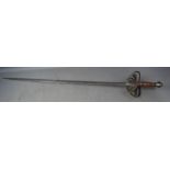 A Russian Sword with a shell guard and hilt, 100cm long blade.