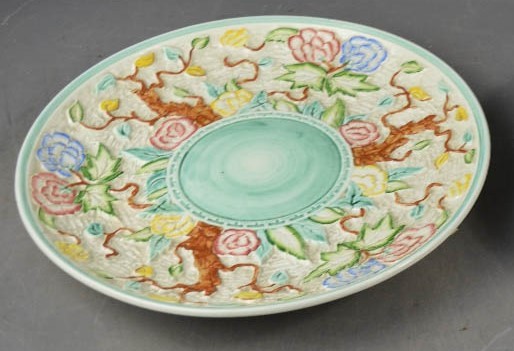 A large charger by H.J. Wood Ltd, Indian Tree Pattern, attributed to Charlotte Rhead, 57645/1768Y,