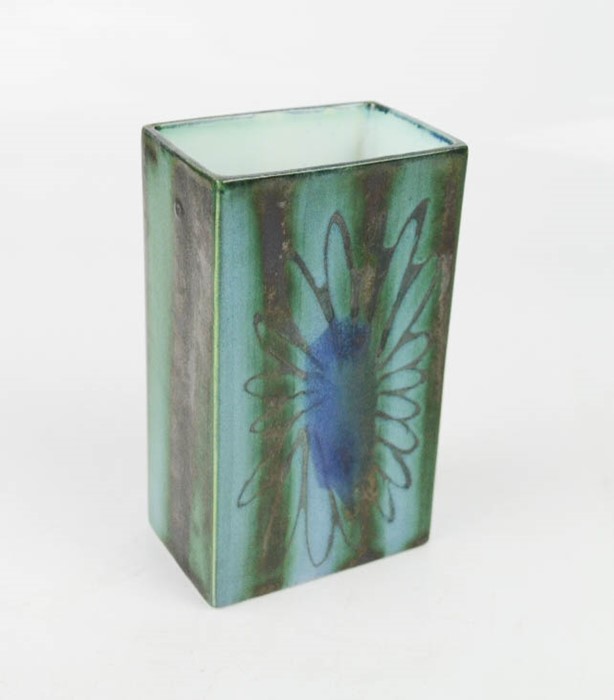 A Troika 1960s vase, stamped underside Troika St Ives, England, with floral pattern in blue and - Image 2 of 3