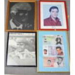Three 1980s Elvis pictures and mirror.
