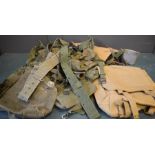 A large selection of British Army webbing, to include 58 pattern adn 37 pattern.