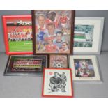 A group of Arsenal memorabilia 1979 mirror, posters and other pictures.
