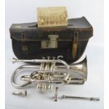 A trumpet, by CE Foot Ltd of London, inscribed R De Lacy, 22 Seymour Street, Euston Road, London.
