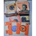A quantity of 7" singles to include Elvis Presley A Mess of Blues, Margot Eskens, Len Barry and