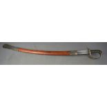 A 1779 light cavalry sword and leather sheath.