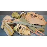 A group of military webbing, to include 37 pattern, WWI type back pack etc.
