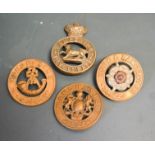 Victorian helmet plate centres, to include Manchester Rgt and Shropshire Rgt and others.