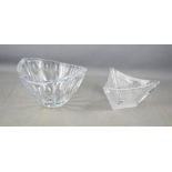 Two Rogaska (Slovenia) lead crystal bowls. One heavy, the other triform. Both marked to base.