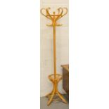 A bentwood style hall stand, 195cm high.