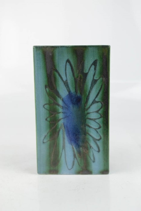 A Troika 1960s vase, stamped underside Troika St Ives, England, with floral pattern in blue and