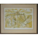 Richard Demarco, Dunotter Castle, limited edition print, 4/42, 1990, 47 by 47½cm.