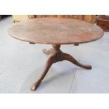 A Georgian breakfast table, circa 1850, with tripod base and pad feet. A/F