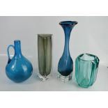 A group of Swedish style glass vases.