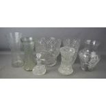 A quantity of glassware, crystal vase, jug and other items.