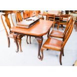 A set of four oak 20th century chairs, with faux leather drop in seats, together with an oak