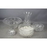 A quantity of glass & crystal bowls and vases