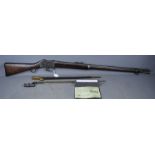 Original British P-1871 Martini-Henry MKII short lever rifle with bayonet and certificate of