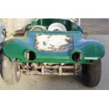 A VW Buggy 1958, green, together with original mould.