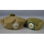 Two WWII caps; Argyll and Sutherland 8th A&S.H and Dileas Ctu Brath 48 Highlands.