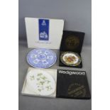 A Rosenthal Studio line plate; boxed, a Spode cake plate, and a Wedgwood Etruria plate.