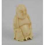 A 19th century hand carved netsuke figure of a seated Buddha.