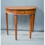 A mahogany side table, demi lune.