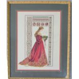 A needlework cross stitch Noel embellished with beads, 33 by 47cm.