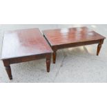 A pair of mahogany coffee tables, nulled decoration to the rails.