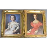 Two reproduction prints: portrait of Lucrezia Panciatichi, and Marie de Medici.