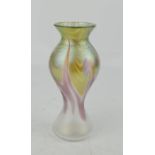 A 1980s OKRA iridescent vase, with original label to the base.
