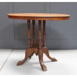 A Victorian inlaid oval side table.