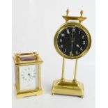 A Taylor & Bligh carriage clock together with a brass mantle clock with barrel dial.