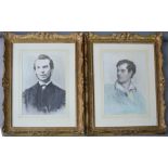A pair of gilt composite frames, with portrait prints; Lord Byron of Rochdale 1788-1842 and