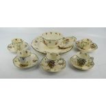 A group of Royal Doulton Old Leeds Sprays D3548 comprising five cups and saucers, dish, bowl and