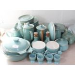 A part dinner service, Denby pottery to include plates of various sizes, coffee pot, egg cups,
